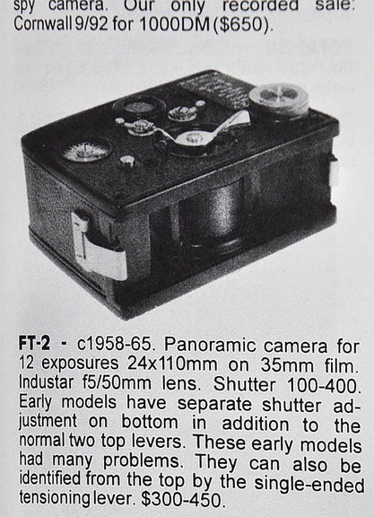 Фотоаппарат для панорамной съёмки. Панорамная фотокамера  FT-2, 1958-65г.г.    35мм пленка. 