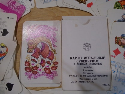 Карты игральные "Белый палех" Комбинат цветной печати Санкт-Петербург 1992год 